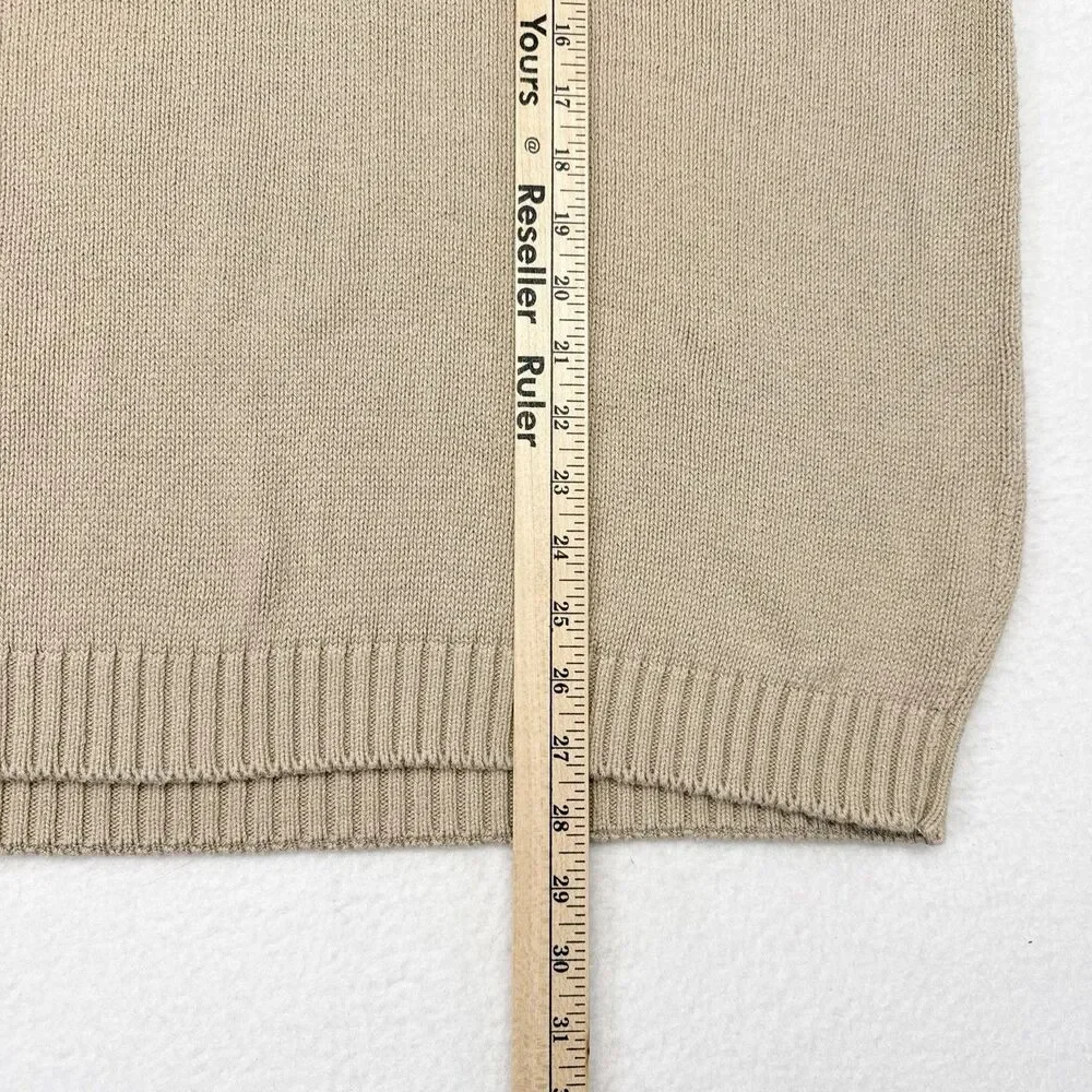 Vintage LL Bean Sweater Mens Size XL Tall Tan V Neck Pullover Knit Casual‎